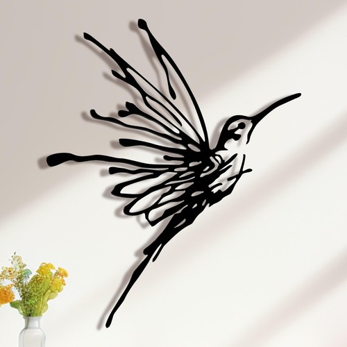 Hummingbird metal wall art - metal, 3d