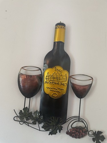 Vintage metal wine bottle - vintage,