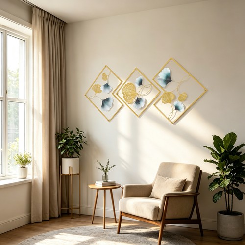 3pcs metal gold - gold+blue, art