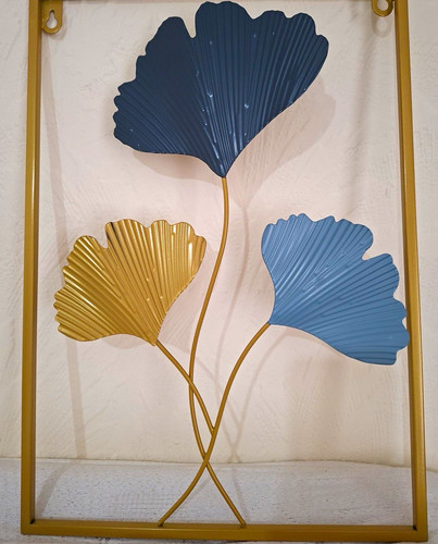 Framed metal leaf wall hanging - metal,