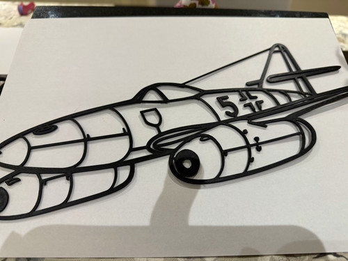 Black metal airplane - metal, wall