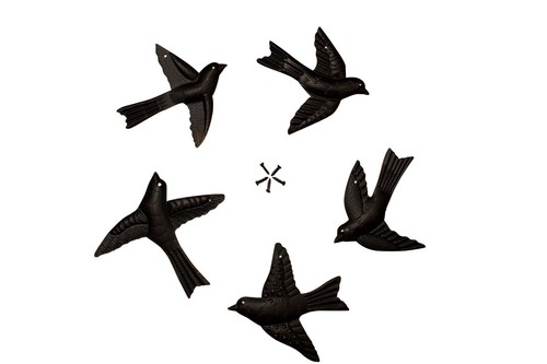 Metal wall art birds set - metal, 5x