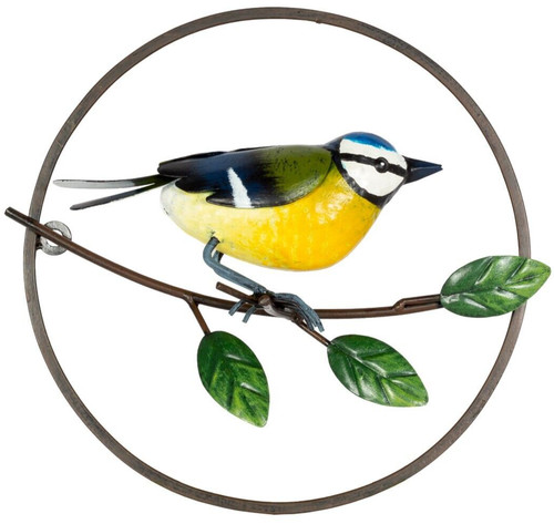 Perching blue tit metal - blue, 3d