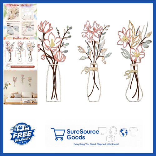 Metal flower wall art pink - metal,