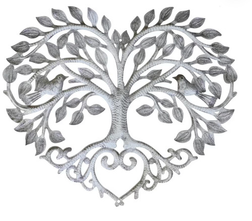 Tree life silver heart - 3d,