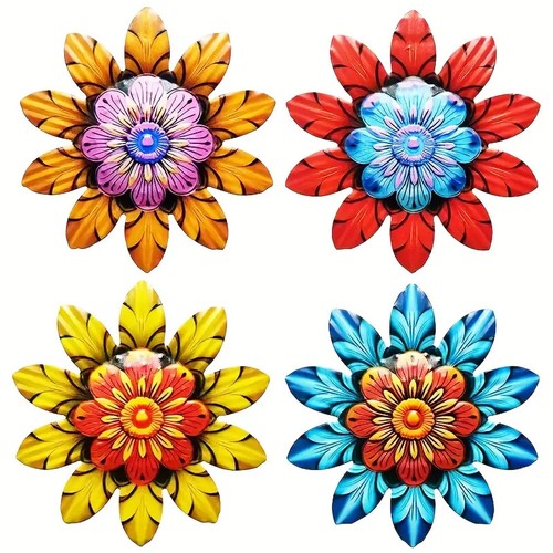 Colourful metal flower wall - colourful,