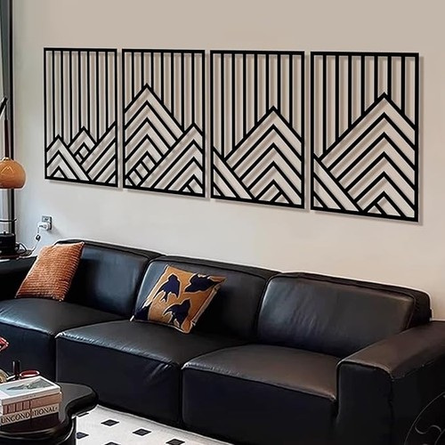4pcs large abstract - 4pcs, black