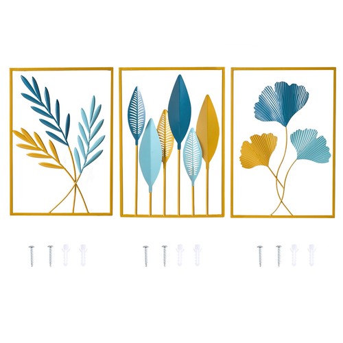 3pcs metal leaf wall art - metal,