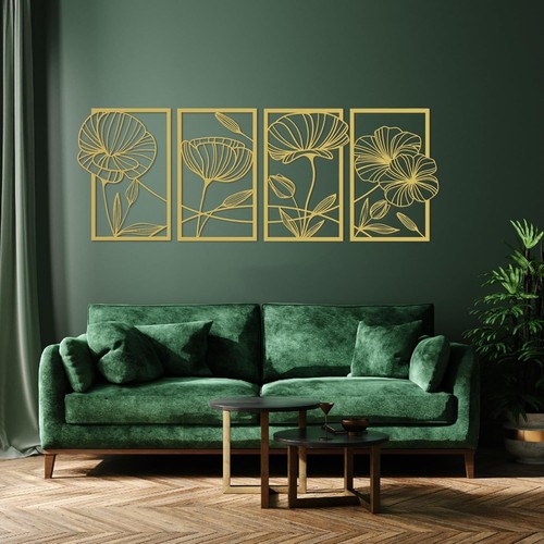 Gold metal wall art - gold, set