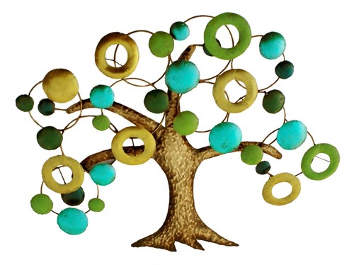 Green gold metal tree - green,