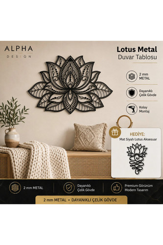 Lotus mandala metal wall - 3d,