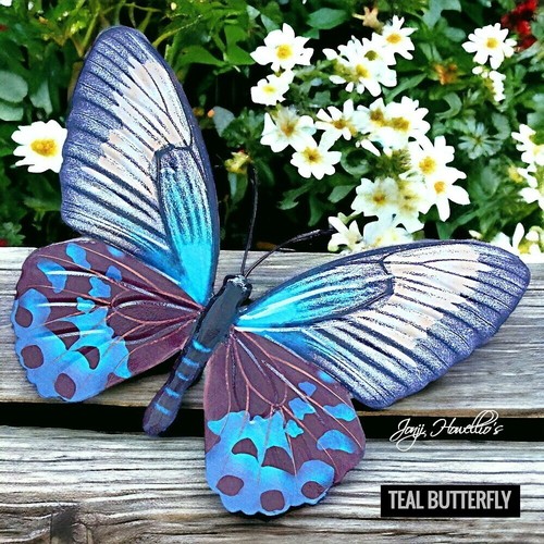 Teal butterfly wall art - butterfly,